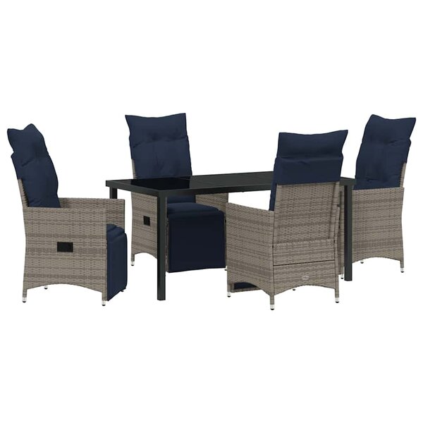 vidaXL Ensemble de salle à manger pour jardin 5 Pièces Gris polyrotin