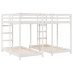 vidaXL Cadre de lit superposé triple Blanc 160 x 200 cm Pin massif