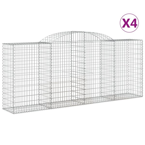 vidaXL Paniers à gabions arqués 4 Pièces 300x50x120/140 cm fer galvanisé