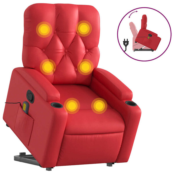 vidaXL Fauteuil inclinable de massage Rouge Similicuir