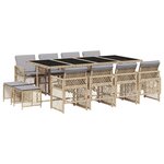 vidaXL Ensemble à manger de jardin et coussins 13 Pièces beige