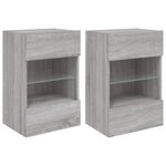 vidaXL Meubles TV muraux et lumières LED 2Pièces sonoma gris 40x30x60 5cm