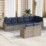 vidaXL Ensemble de canapé de jardin avec coussin 8 Pièces Gris et marine