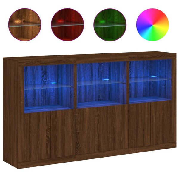 vidaXL Buffet avec lumières LED chêne marron 181 5x37x100 cm