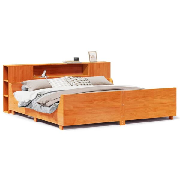 vidaXL Cadre de lit sans matelas cire marron 180x200cm bois pin massif