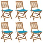 vidaXL Chaises pliables de jardin lot de 6 avec coussins Bois d'acacia