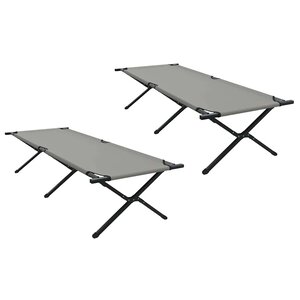 vidaXL Lit de camping pliant 2 Pièces Gris 210 x 80 x 46 cm Tissu Oxford