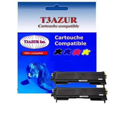 2 Toners compatibles avec Brother TN2000, TN2005 pour Brother MFC7820N - 2 500 pages - T3AZUR
