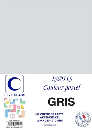 Pqt de 102 Chemises 210 g 240 x 320 mm ISATIS Coloris Pastel Gris ELVE