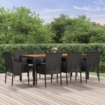 vidaXL Mobilier à dîner de jardin 9Pièces et coussins noir résine tressée