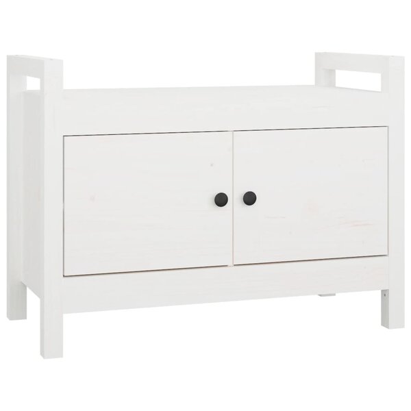 Banc banquette d'entrée 80 x 40 x 60 cm bois de pin massif blanc 02_0011027