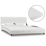 vidaXL Lit avec matelas Blanc Similicuir 140 x 200 cm