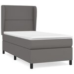 vidaXL Sommier à lattes de lit avec matelas Gris 90x200 cm Similicuir