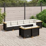 vidaXL Salon de jardin 8 Pièces avec coussins noir résine tressée