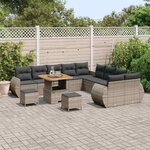 vidaXL Ensemble de canapé de jardin 13 Pièces Gris polyrotin