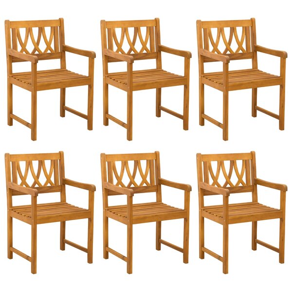 vidaXL Chaises de jardin 6 Pièces Naturel Bois d'Acacia Massif