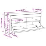 vidaXL Meuble TV avec lumières LED gris béton 80x35x40 cm