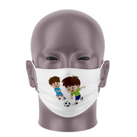 Masque Bandeau Enfant - Deux footballeurs - Masque tissu lavable 50 fois