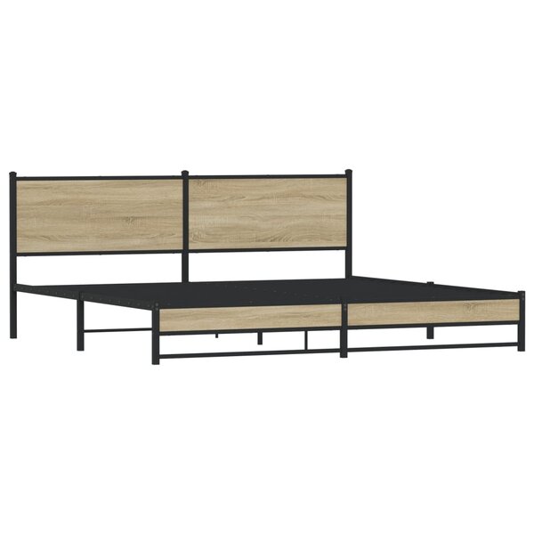 vidaXL Cadre de lit en métal sans matelas chêne sonoma 193x203 cm