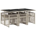 vidaXL Ensemble à manger de jardin et coussins 7 Pièces gris clair rotin
