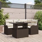 Ensemble de Canapés de Jardin vidaXL 5 Pièces avec Coussins Marron Poly Rattan