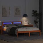vidaXL Cadre de lit avec tête de lit Brun cire 140 x 190 cm Pin massif