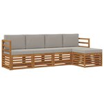 vidaXL Ensemble de canapés d'extérieur 5 Pièces Gris Naturel et Clair