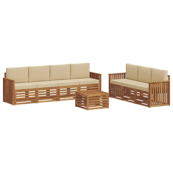 vidaXL Ensembles de canapés 8 pc Naturel et Beige Bois d'Acacia Massif
