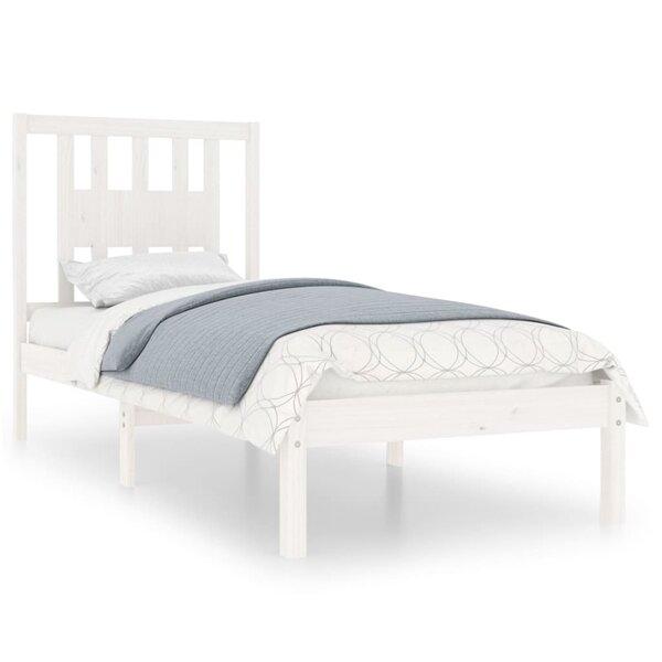 vidaXL Cadre de lit Blanc Bois massif 90x190 cm Simple