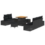 vidaXL Ensemble de canapé de jardin 8 Pièces Noir 80 x 80 x 71 cm