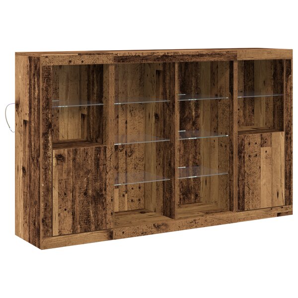 Buffet vidaXL avec Lumières LED Vieux Bois 163x37x100 cm Bois d'ingénierie