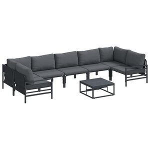 vidaXL Ensemble de canapé de jardin 8 pc Noir Acier