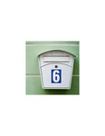 THIRARD - Plaque de signalisation 6  marquage blanc sur fond bleu  panneau PVC adhésif  65x90mm