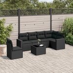 vidaXL Salon de jardin 7 Pièces avec coussins noir résine tressée