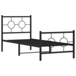 vidaXL Cadre de lit métal avec tête de lit/pied de lit noir 75x190 cm