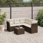 vidaXL Salon de jardin avec coussins 6 Pièces marron résine tressée
