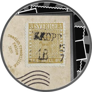 Pièce de monnaie en Argent 500 Francs g 17.50 Millésime 2025 World Most Expensive Stamps SWEDISH TRESKILLING YELLOW
