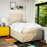 vidaXL Sommier à lattes de lit avec matelas crème 120x190 cm tissu