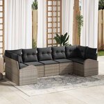 vidaXL Ensemble de canapé de jardin 7 Pièces Gris Poly rotin