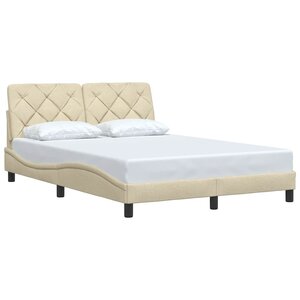 vidaXL Cadre de lit sans matelas crème 140x200 cm tissu