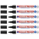 Marqueur pour Tableaux blancs 620 Noir Corps Alu Pointe Ronde 1 5-3 mm x 6 EDDING