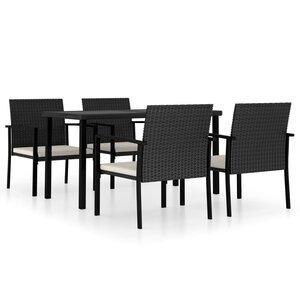 vidaXL Ensemble à manger de jardin 5 Pièces Résine tressée Noir