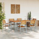 vidaXL Ensemble de salle à manger pour jardin 7 Pièces Gris et marron