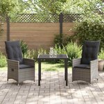 vidaXL Ensemble de salle à manger pour jardin 3 Pièces Gris Poly rotin