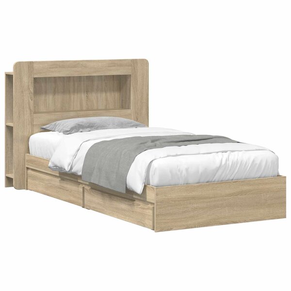 vidaXL Cadre de lit avec rangement Chêne Sonoma 75 x 190 cm