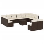 vidaXL Salon de jardin avec coussins 13 Pièces marron résine tressée