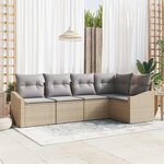 vidaXL Ensemble de canapé de jardin 5 Pièces Beige Poly rotin