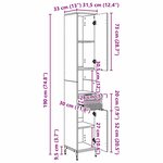 vidaXL Meuble de salle de bain haut Sonoma gris 31.5 x 33 x 190 cm