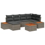 vidaXL Ensemble de canapé de jardin avec coussin 7 Pièces Gris Poly rotin