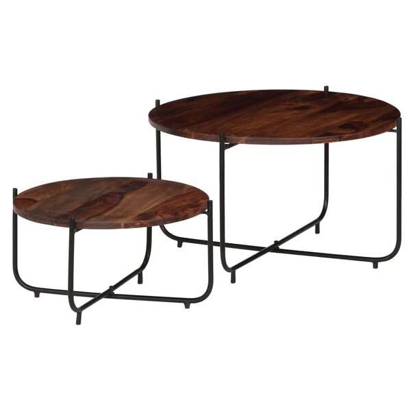 vidaXL Ensemble de table basse 2 Pièces Bois massif 60x35 cm